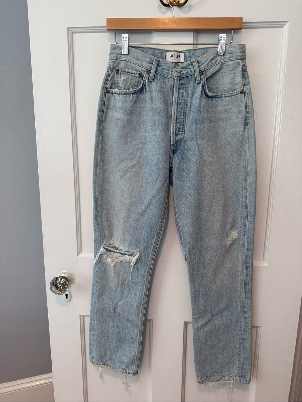 AGOLDE Riley Jeans High Rise Straight Crop Shatter NEW Sample Style Size 27